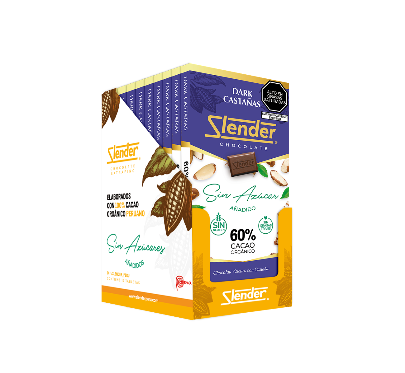 Pack x12 - Dark Castañas con 60% cacao orgánico (80 gr.)