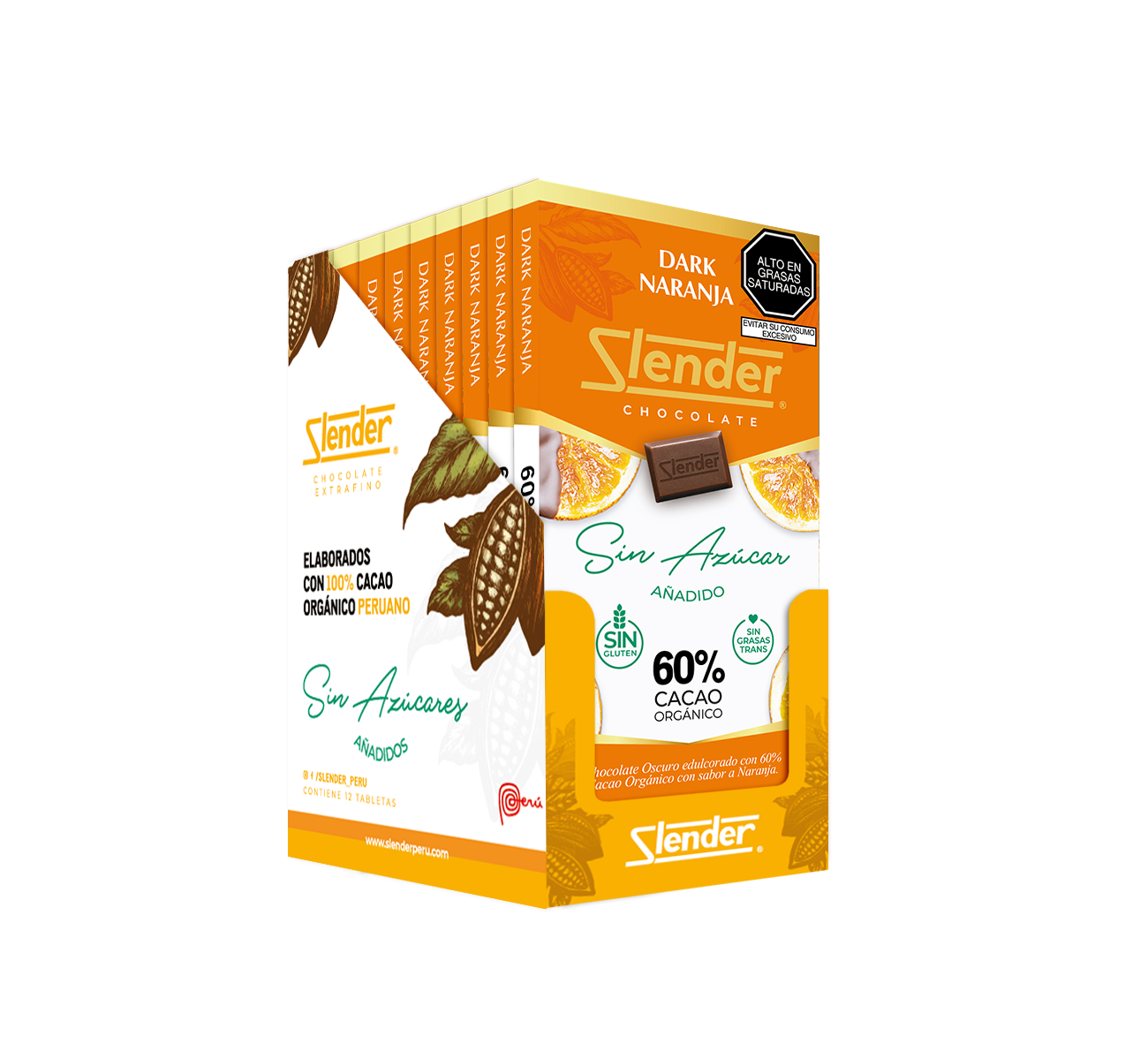 Pack x12 - Dark Naranja con 60% cacao orgánico (80 gr.)