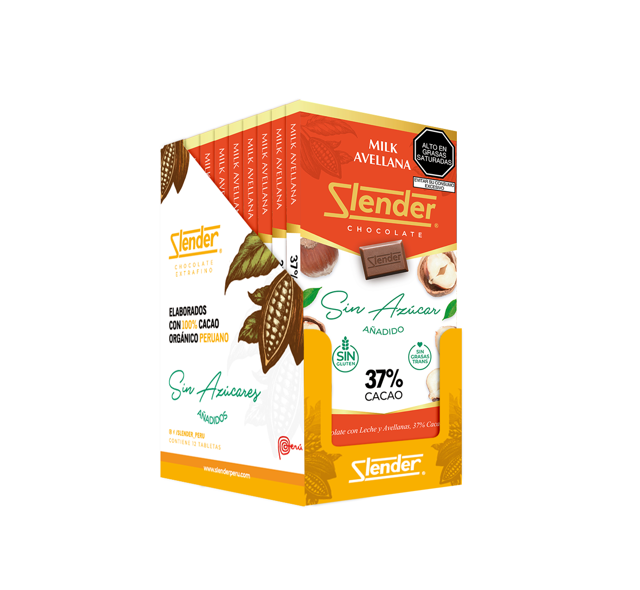Pack x12 - Milk Avellana con 37% cacao orgánico. (80 gr.)