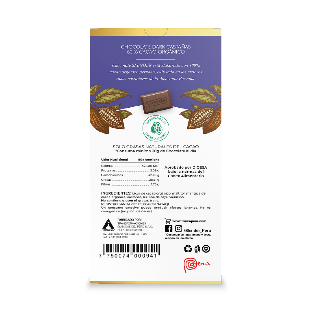 Dark Castañas al 60% Cacao